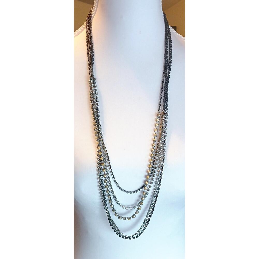 Vintage Aeropostale Long Multi-Strand Rhinestone Necklace